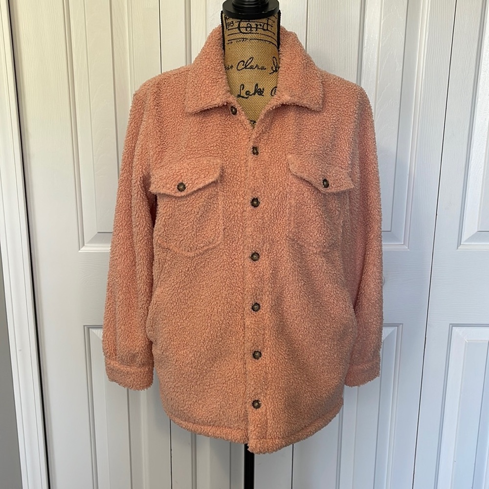 Marine Layer Pink Sherpa Shirt/Jacket Shacket